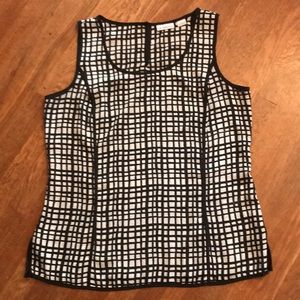 Liz Claiborne, Blouse, Sleeveless, Black and White